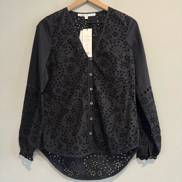 Veronica Beard Tops - Veronica Beard Peggy Blouse Eyelet Button-Up Long Sleeve 0 $395